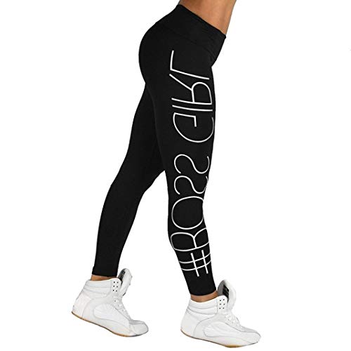 Kneris Mujer Pantalones Largos Impresión de Letras Leggings Running Yoga Mujeres Mallas Deportivas Fitness Gym Pantalon Elásticos