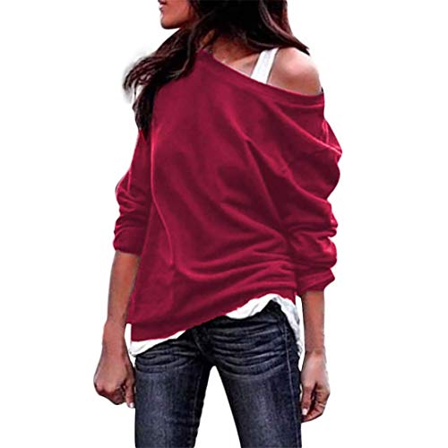 Kneris Mujer Sudadera Manga Larga Casual Cuello Redondo Jersey Suéter