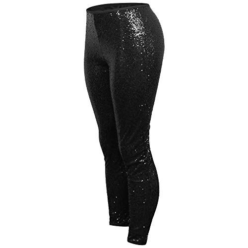 Kneris Mujeres de Cintura Alta Casual Trabajo Paillettes Lentejuelas Delgado Leggins Pantalones