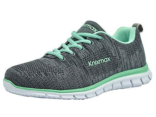 Knixmax-Zapatillas Deportivas para Mujer, Zapatillas de Running Fitness Sneakers Zapatos de Correr Aire Libre Deportes Casual Zapatillas Ligeras para Correr Transpirable, EU39 Gris Verde