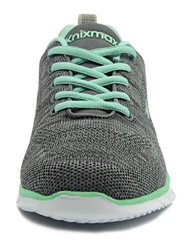 Knixmax-Zapatillas Deportivas para Mujer, Zapatillas de Running Fitness Sneakers Zapatos de Correr Aire Libre Deportes Casual Zapatillas Ligeras para Correr Transpirable, EU41 Gris Verde