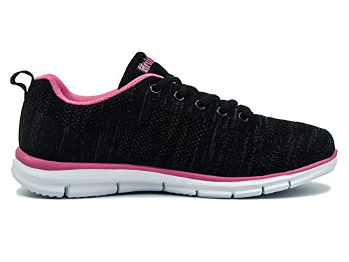 Knixmax-Zapatillas Deportivas para Mujer, Zapatillas de Running Fitness Sneakers Zapatos de Correr Aire Libre Deportes Casual Zapatillas Ligeras para Correr Transpirable, EU40 Negre Rose