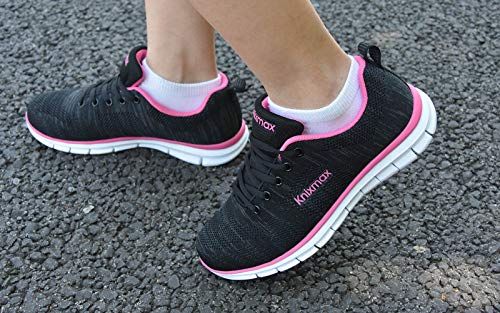 Knixmax-Zapatillas Deportivas para Mujer, Zapatillas de Running Fitness Sneakers Zapatos de Correr Aire Libre Deportes Casual Zapatillas Ligeras para Correr Transpirable, EU40 Negre Rose