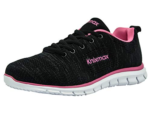 Knixmax-Zapatillas Deportivas para Mujer, Zapatillas de Running Fitness Sneakers Zapatos de Correr Aire Libre Deportes Casual Zapatillas Ligeras para Correr Transpirable, EU40 Negre Rose