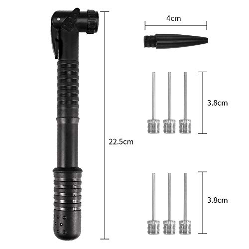 KNMY Hinchador de Balones, Bomba de Mano con Bicicleta, Bomba Inflar con 6 Agujas 1 Boquilla, Dispositivo Portátil de Inflado Rápido, para Bicicleta de Baloncesto de Fútbol(Negro)