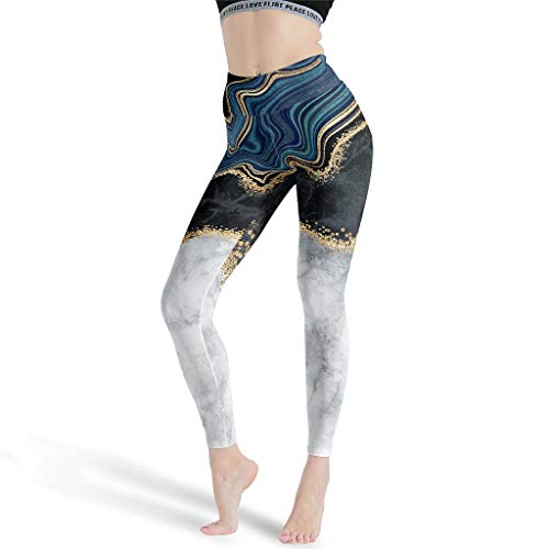 Knowikonwn Pantalones Ajustados Tobillos Mujeres, Tinta Azul Mármol Impreso Leggings - Leggings para Mujer Deporte Gimnasio En Liquidación Blanco3 2XL