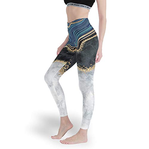 Knowikonwn Pantalones Ajustados Tobillos Mujeres, Tinta Azul Mármol Impreso Leggings - Leggings para Mujer Deporte Gimnasio En Liquidación Blanco3 2XL