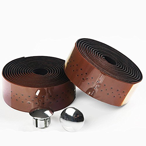 knowing 200cm Cuero de la PU Cinta de Manillar de Bicicleta, Bicicleta de Carretera con Cinta, Wrap con Bar Plugs, 2 Pcs (Brown) knowing 200cm Cuero de la PU Cinta de Manillar de Bicicleta, Bicicleta de Carretera con Cinta, Wrap con Bar Plugs, 2 Pcs (Brown)