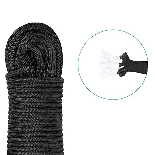 Knowing 20M*8MM Cuerda Escalada Profesional Cuerda de Seguridad con 2 Mosquetones para Usos Al Aire Libre Emergencia Supervivencia Camping Caza Pesca (Negro)