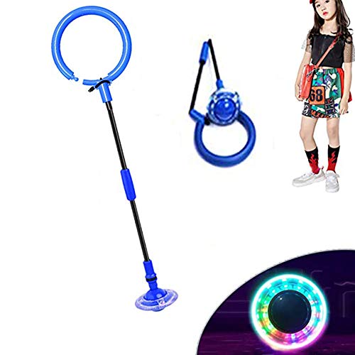 Knowing Bola de Salto de Tobillo, Anillo de Salto Intermitente, LED Plegable Saltar Bola, Colorida Anillo de Salto de Tobillo, para Niños Juegos Divertidos para Adultos Deportes Aire Libre (Azul)