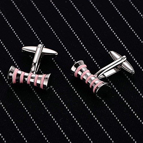 KnSam - Gemelos Hombre Acero Inoxidable Mancuernas de Barra Rosa Letra para el Regalo de Boda del Negocio para los Hombres KnSam - Gemelos Hombre Acero Inoxidable Mancuernas de Barra Rosa Letra para el Regalo de Boda del Negocio para los Hombres