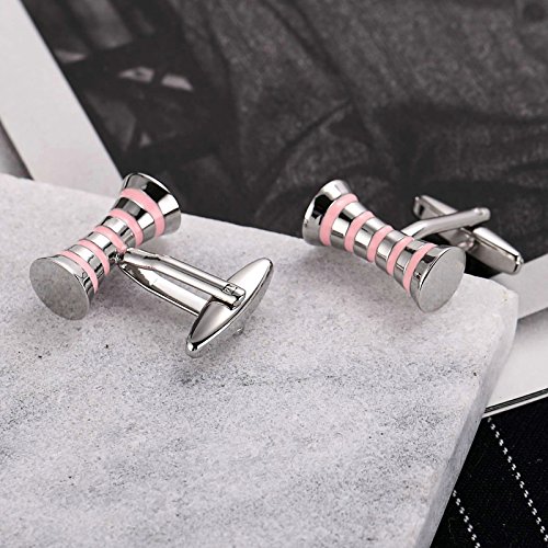 KnSam - Gemelos Hombre Acero Inoxidable Mancuernas de Barra Rosa Letra para el Regalo de Boda del Negocio para los Hombres KnSam - Gemelos Hombre Acero Inoxidable Mancuernas de Barra Rosa Letra para el Regalo de Boda del Negocio para los Hombres