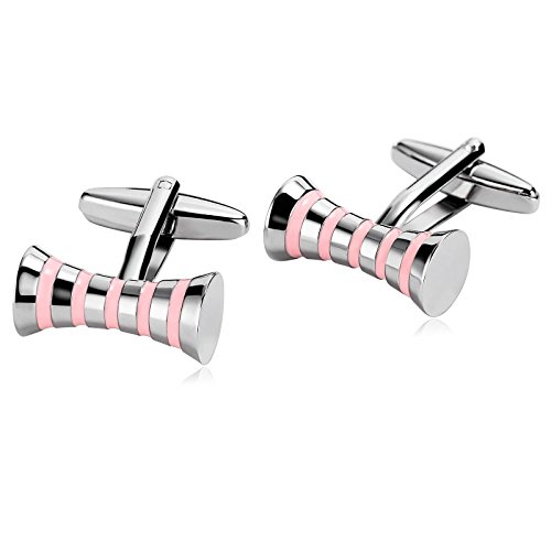 KnSam - Gemelos Hombre Acero Inoxidable Mancuernas de Barra Rosa Letra para el Regalo de Boda del Negocio para los Hombres KnSam - Gemelos Hombre Acero Inoxidable Mancuernas de Barra Rosa Letra para el Regalo de Boda del Negocio para los Hombres