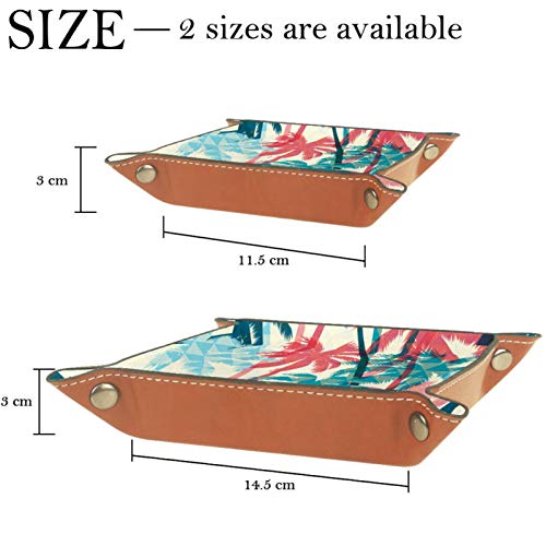 Kntiline Bandeja de Valet, Organizador de Escritorio, Caja de Almacenamiento, patrón exótico sin Costuras de Cuero con Fondo geométrico de Palma, Bandeja de Recogida para Uso doméstico