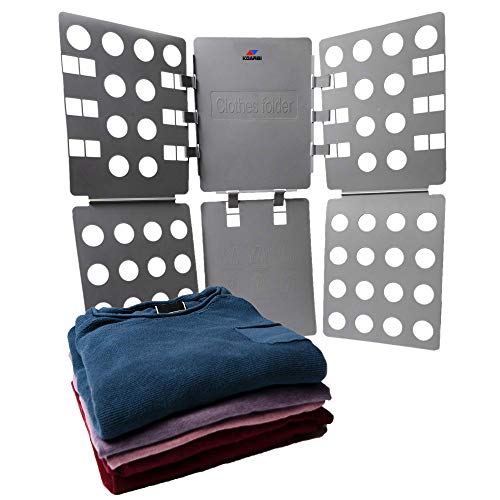 KOARBI Doblador de Ropa Adulto e Infantil. Doblador de Camisetas. Tabla para Doblar Ropa, Camisas, Pantalones. Resistente, Color Gris.