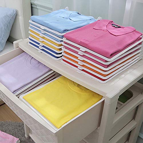 KOARBI Organizador de Camisetas, Ropa, Armario. Resistente y Reciclable. Antihumedad y Antiarrugas. Organiza Camisas, cajoneras, estanterías, armarios. Pack de 10