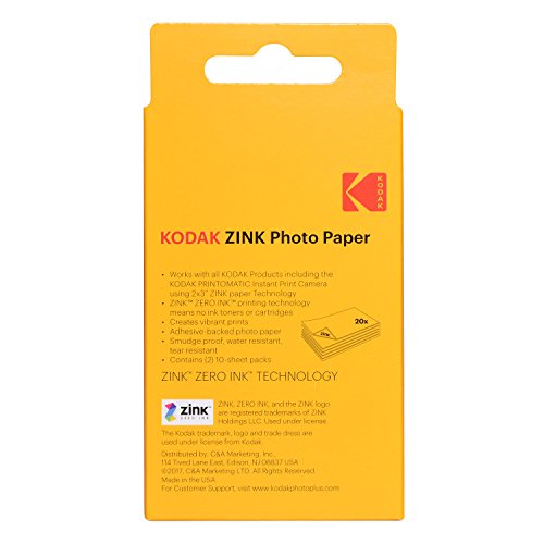 Kodak Papel Fotográfico Zink Premium de 2X3 Pulgadas (20 Hojas) Compatible con Kodak Smile, Kodak Step, Printomatic. Kodak Papel Fotográfico Zink Premium de 2X3 Pulgadas (20 Hojas) Compatible con Kodak Smile, Kodak Step, Printomatic.