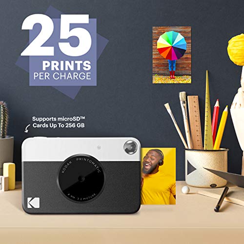Kodak Printomatic - Cámara de impresión instantánea, imprime en Papel Zink 5 x 7.6 cm con respaldo adhesivo, negro Kodak Printomatic - Cámara de impresión instantánea, imprime en Papel Zink 5 x 7.6 cm con respaldo adhesivo, negro