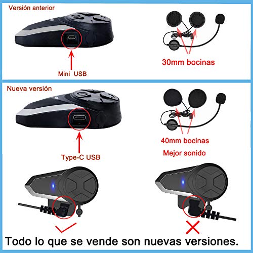 KOEITT BT-S3 Intercomunicador Casco Moto Auriculares Intercomunicador Moto Bluetooth para Motocicletas,Gama Comunicación Intercom de 1000m, Impermeabilidad(1*BT-S3)