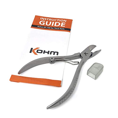 Kohm KP-700 uñas Cortauñas para uñas Gruesas, Grado de Acero Quirúrgico, Acero Inoxidable Cepillado, 13cm de largo Instrumento de Podología