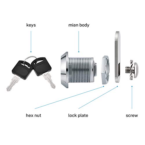 Kohree 5 pcs Cerradura para Buzón 16mm Cerradura Cilindro Con 10 Llaves, Cerradura para Taquilla, Cerradura para Cajón, Cerradura para Muebles, cerraduras de cilindro de armario, cilindro Cam