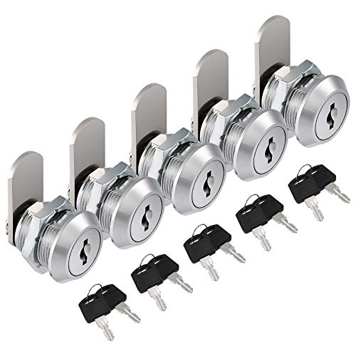 Kohree 5 pcs Cerradura para Buzón 16mm Cerradura Cilindro Con 10 Llaves, Cerradura para Taquilla, Cerradura para Cajón, Cerradura para Muebles, cerraduras de cilindro de armario, cilindro Cam