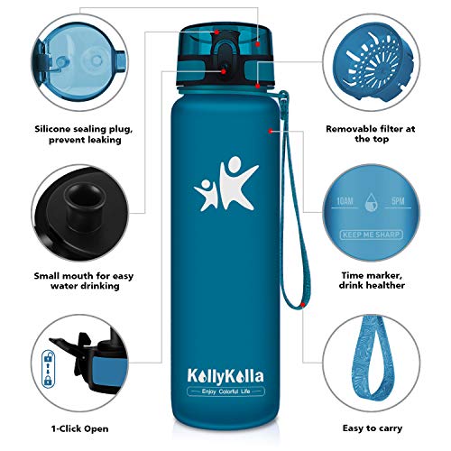 KollyKolla Botella Agua Sin BPA Deportes - 500ml, Reutilizables Ecológica Tritan, Bebidas Botellas con Filtro & Marcador de Tiempo, para Colegio, Tapa Abatible de 1 Clic, Verde Bosque Mate KollyKolla Botella Agua Sin BPA Deportes - 500ml, Reutilizables Ecológica Tritan, Bebidas Botellas con Filtro & Marcador de Tiempo, para Colegio, Tapa Abatible de 1 Clic, Verde Bosque Mate
