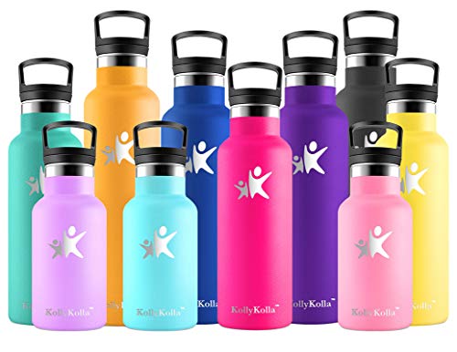 KollyKolla Botella de Agua Acero Inoxidable, Termo Sin BPA Ecológica Reutilizable, Botella Termica con Pajita y Filtro, Water Bottle para Niños & Adultos, Deporte, Oficina, Yoga, (750ml Rosa Roja)