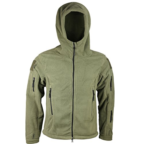 Kombat UK táctico Recon de Forro Polar Sudadera con Capucha para Hombre, Verde Oliva, Medium