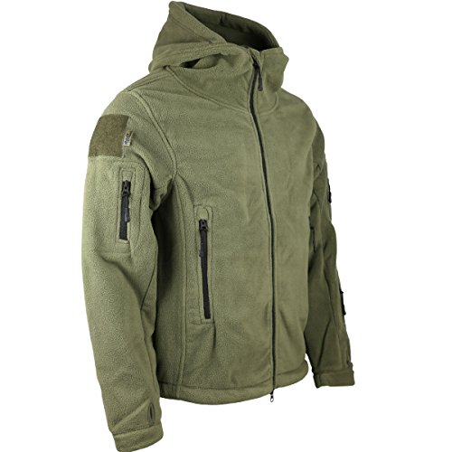 Kombat UK táctico Recon de Forro Polar Sudadera con Capucha para Hombre, Verde Oliva, Medium