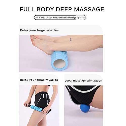 Konesky Faszienrolle Set 5 en 1 con Foam Roller Massageroller Schaumrolle Massagebäleln Massagebäling Muskelkaten- negro Konesky Faszienrolle Set 5 en 1 con Foam Roller Massageroller Schaumrolle Massagebäleln Massagebäling Muskelkaten- negro