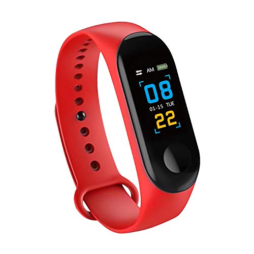 Konesky Fitness Tracker Monitor de Ritmo cardíaco Pulsera de presión Arterial Actividad Reloj Podómetro Contador de calorías Pulsera para Android iOS Smartphone (Rojo)