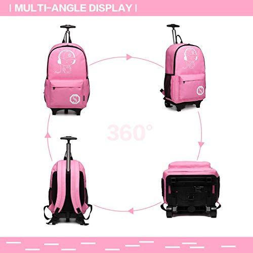 Kono Anime Cartoon Luminous música Boy Backpack Escuela Estudiante Mochila de Moda, Mochila Escolar Unisex Bookbag Maleta De Viaje Trolley Ordenador Mochila (Rosa)