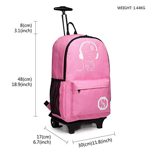 Kono Anime Cartoon Luminous música Boy Backpack Escuela Estudiante Mochila de Moda, Mochila Escolar Unisex Bookbag Maleta De Viaje Trolley Ordenador Mochila (Rosa)