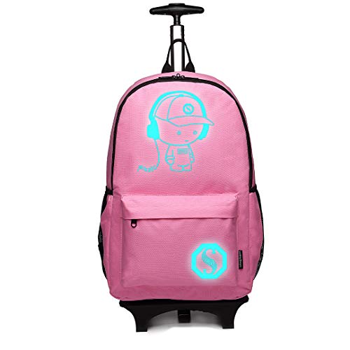 Kono Anime Cartoon Luminous música Boy Backpack Escuela Estudiante Mochila de Moda, Mochila Escolar Unisex Bookbag Maleta De Viaje Trolley Ordenador Mochila (Rosa)