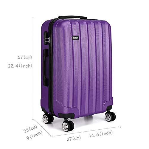 Kono Maleta de ABS de 28 Pulgadas con Esculpido en Forma Vertical,4 Ruedas (94L Grande,Morado) Kono Maleta de ABS de 28 Pulgadas con Esculpido en Forma Vertical,4 Ruedas (94L Grande,Morado)