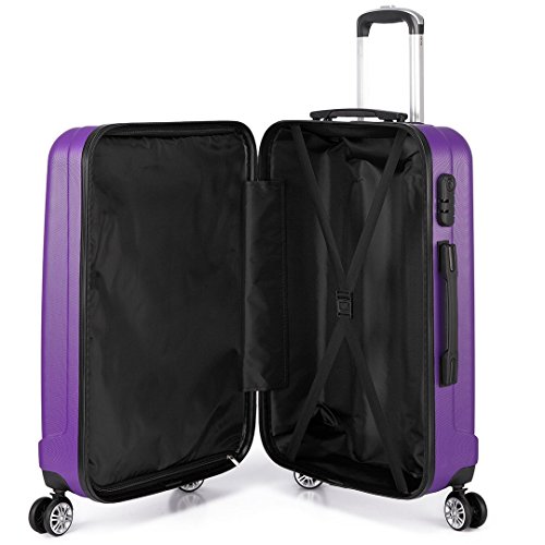 Kono Maleta de ABS de 28 Pulgadas con Esculpido en Forma Vertical,4 Ruedas (94L Grande,Morado) Kono Maleta de ABS de 28 Pulgadas con Esculpido en Forma Vertical,4 Ruedas (94L Grande,Morado)