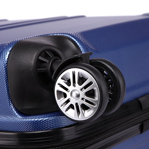 Kono Maleta de Cabina de ABS de 20 Pulgadas con Diseño Esculpido en Horizontal,4 Ruedas,55x40x22cm(Azul Marino)
