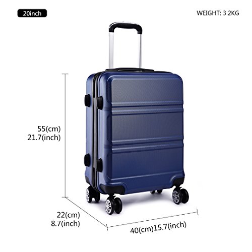 Kono Maleta de Cabina de ABS de 20 Pulgadas con Diseño Esculpido en Horizontal,4 Ruedas,55x40x22cm(Azul Marino) Kono Maleta de Cabina de ABS de 20 Pulgadas con Diseño Esculpido en Horizontal,4 Ruedas,55x40x22cm(Azul Marino)