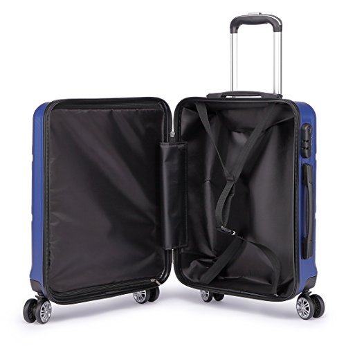 Kono Maleta de Cabina de ABS de 20 Pulgadas con Diseño Esculpido en Horizontal,4 Ruedas,55x40x22cm(Azul Marino) Kono Maleta de Cabina de ABS de 20 Pulgadas con Diseño Esculpido en Horizontal,4 Ruedas,55x40x22cm(Azul Marino)