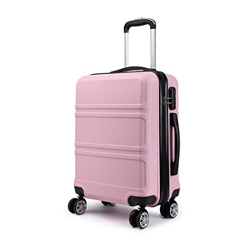 Kono Maleta de Cabina de ABS de 20 Pulgadas con Diseño Esculpido en Horizontal,4 Ruedas,55x40x22cm(Rosa) Kono Maleta de Cabina de ABS de 20 Pulgadas con Diseño Esculpido en Horizontal,4 Ruedas,55x40x22cm(Rosa)
