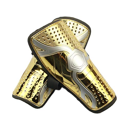 koowaa Espinilleras de fútbol, perforadas transpirables y protectoras, equipo de fútbol (dorado)