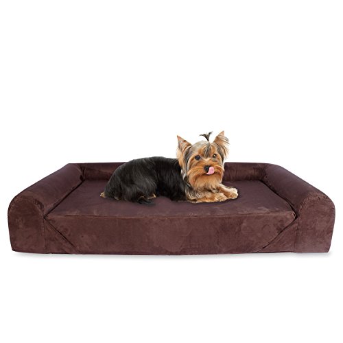 Kopers Sofa Cama Lounge para Perros y Gatos Mascotas de Tamaño Pequeño a Mediano con Memoria Viscoelástica Ortopédica, 73 x 60 x 14 cm, S - M, marrón
