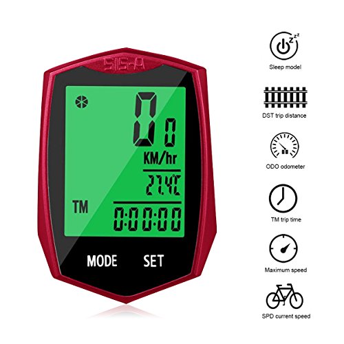 KOROSTRO Ciclocomputador, inalámbrico LCD bicicleta velocímetro Sport bicicleta ordenador cuentakilómetros inalámbrico impermeable bicicleta Backlight para ciclismo Realtime Speed Track y distancia