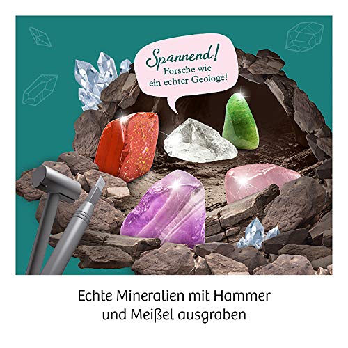 KOSMOS Grabe echte Mineralien selbst aus mit Hammer und Meißel Set de experimentación para niños a Partir de 7 años. (657901)