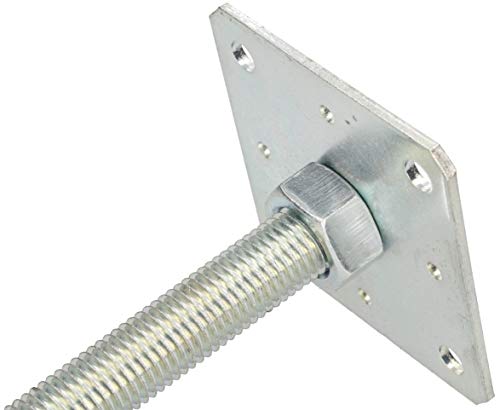 KOTARBAU® Soporte de poste de 110 mm x 110 mm x 250 mm, rosca M24 mm, pie de soporte de altura ajustable, galvanizado, pie de hormigón, para atornillar, regulable KOTARBAU® Soporte de poste de 110 mm x 110 mm x 250 mm, rosca M24 mm, pie de soporte de altura ajustable, galvanizado, pie de hormigón, para atornillar, regulable