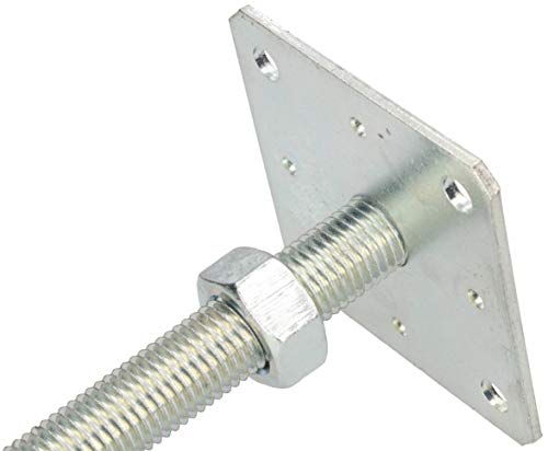 KOTARBAU® Soporte de poste de 110 mm x 110 mm x 250 mm, rosca M24 mm, pie de soporte de altura ajustable, galvanizado, pie de hormigón, para atornillar, regulable KOTARBAU® Soporte de poste de 110 mm x 110 mm x 250 mm, rosca M24 mm, pie de soporte de altura ajustable, galvanizado, pie de hormigón, para atornillar, regulable