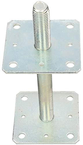 KOTARBAU® Soporte de poste de 110 mm x 110 mm x 250 mm, rosca M24 mm, pie de soporte de altura ajustable, galvanizado, pie de hormigón, para atornillar, regulable KOTARBAU® Soporte de poste de 110 mm x 110 mm x 250 mm, rosca M24 mm, pie de soporte de altura ajustable, galvanizado, pie de hormigón, para atornillar, regulable