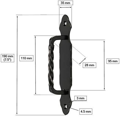 KOTARBAU® - Tirador de puerta (190 mm, 2 unidades, hierro forjado, mango negro, acero inoxidable) KOTARBAU® - Tirador de puerta (190 mm, 2 unidades, hierro forjado, mango negro, acero inoxidable)