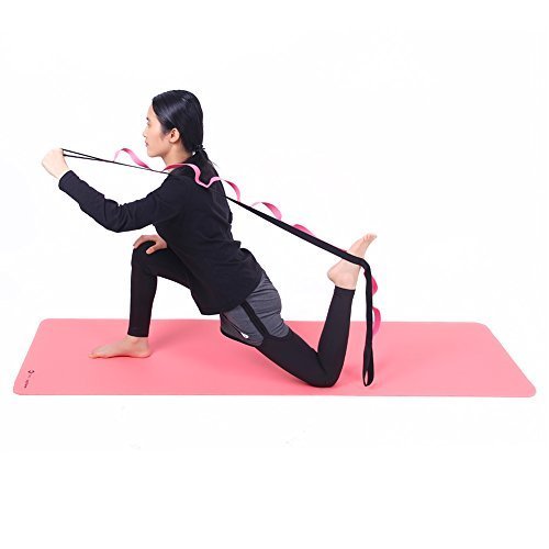 Kottle 10 Fijo trabillas antideslizante durable correa para Yoga (algodón, Escape - Correa de estiramientos para Flexibilidad y terapia ejercicios de fitness, rosa